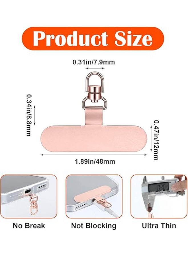 9 Pcs Phone Lanyard Tab, Metal Phone Tether Tab Hook 360° Rotating Stainless Steel Phones Clip for Lanyard, 44 lb Swivel Charm Connector Cell Phones Tether Tabs for Wristlet/Keychain, Rose Gold Black - Image 2