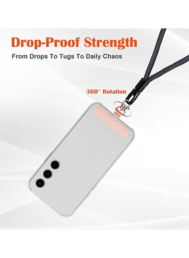 9 Pcs Phone Lanyard Tab, Metal Phone Tether Tab Hook 360° Rotating Stainless Steel Phones Clip for Lanyard, 44 lb Swivel Charm Connector Cell Phones Tether Tabs for Wristlet/Keychain, Rose Gold Black - Image 4