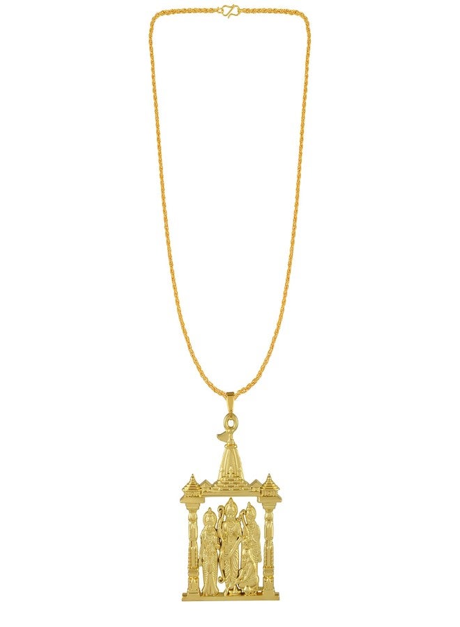 morir Brass Gold Plated Ram Darbar Rama, Sita, Laxman, Hanuman Pendant With Chain - Image 1