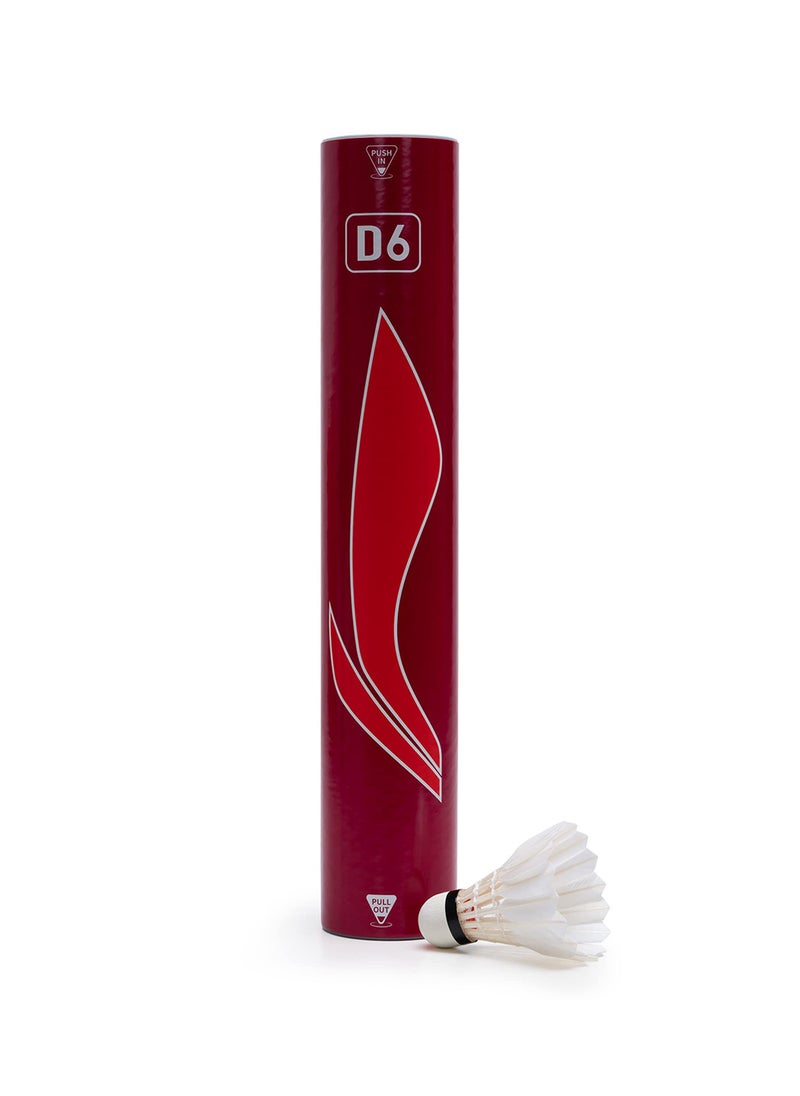 Li-Ning D6 Material : Feather Shuttlecock | Speed 76 | Pack of 12 Shuttles | Badminton Sports 