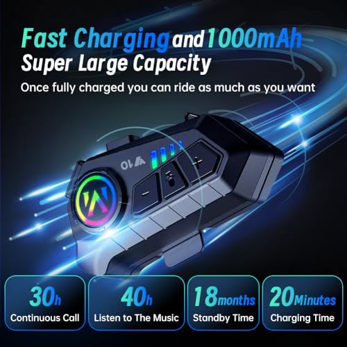 WNJACO Motorcycle Helmet Bluetooth Headset, Outdoor Wireless Bluetooth 5.3 Headphone Speakers Noise Cancellation Intercom Communication Systems with IPX6 Waterproof/Strong Bass for Dirt Bike - Image 2
