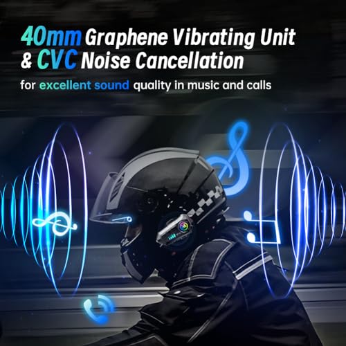 WNJACO Motorcycle Helmet Bluetooth Headset, Outdoor Wireless Bluetooth 5.3 Headphone Speakers Noise Cancellation Intercom Communication Systems with IPX6 Waterproof/Strong Bass for Dirt Bike - Image 3