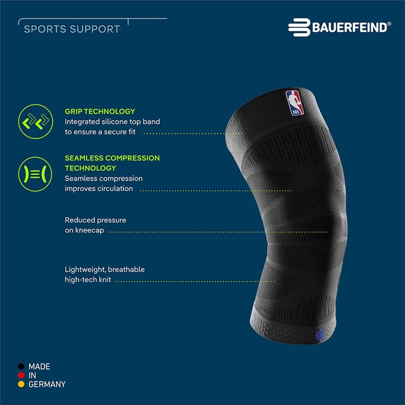 Bauerfeind Sports Compression Knee Support NBA - Lightweight Design with Gripping Zones for Basketball Knee Pain Relief & Performance with Team Designs (White, M) - Image 2
