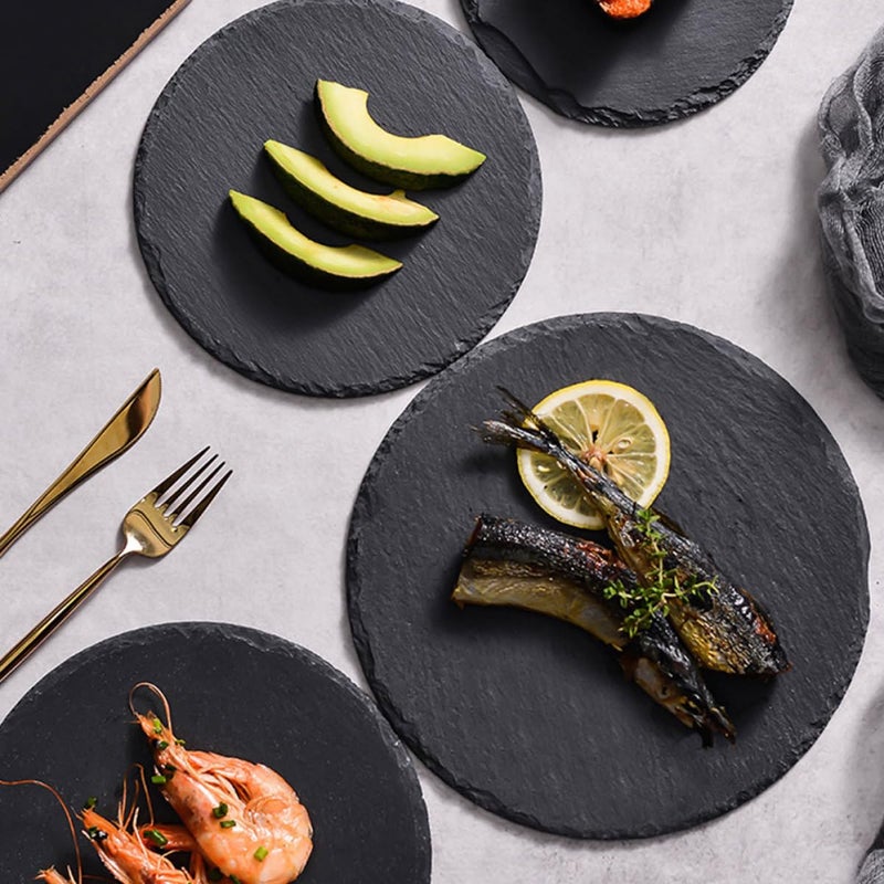 Natural Stone Serving Plate 22.5cm Round for Steak Sushi Dessert Dining - Image 5