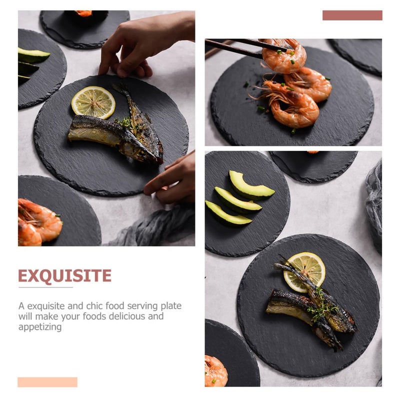 Natural Stone Serving Plate 22.5cm Round for Steak Sushi Dessert Dining - Image 4