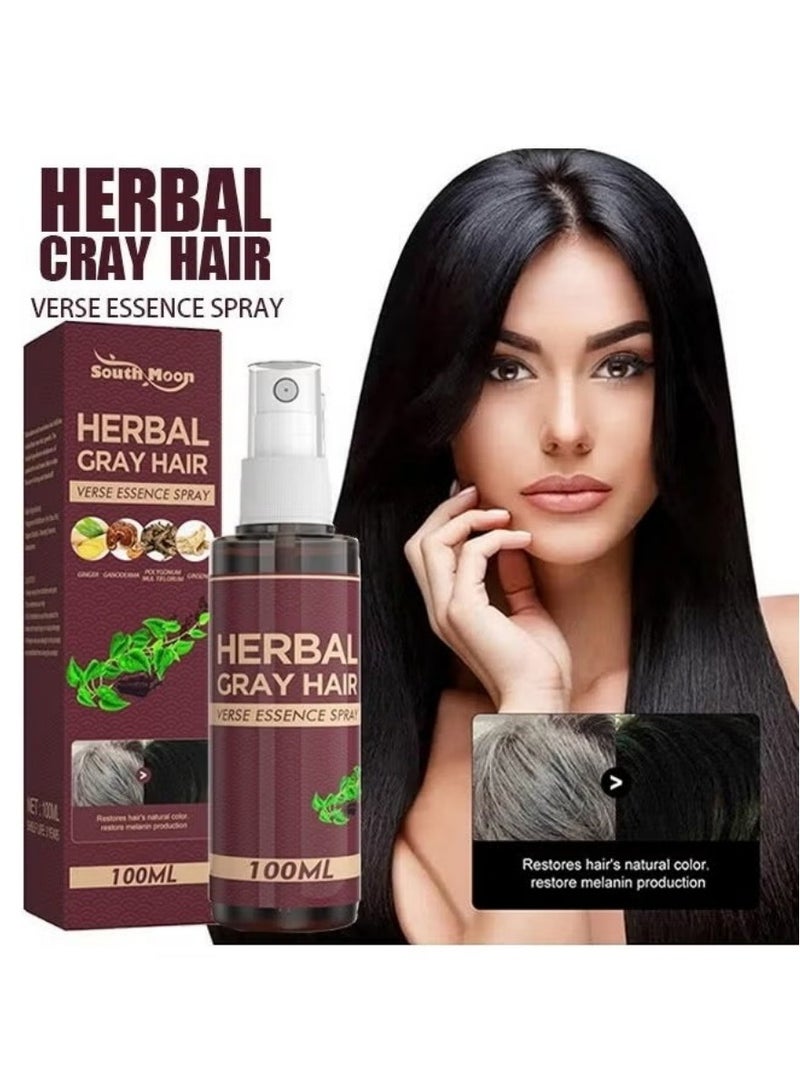 SOUTH MOON Herbal Anti-Gray Hair Growth Spray 100ml - Natural Black Hair Restoration & Anti-Hair Loss Treatment - Image 2