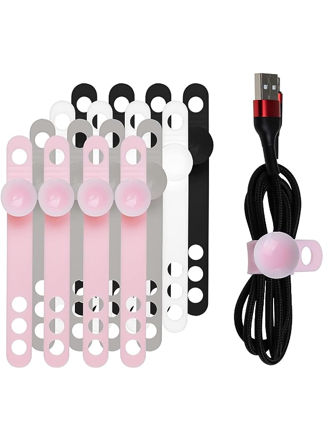 Excefore Cable Ties, 16Pcs Reusable Cord Organizer with Suction Cup, Multipurpose Cord Keeper for Fastening Kitchen Appliance, Charging Cable and Wires - Image 1