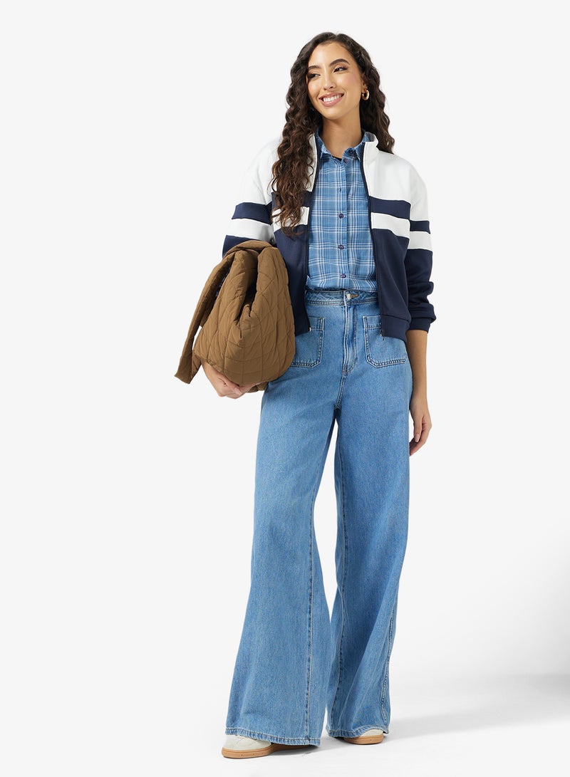 جينجر سترة رياضية بسحاب وكتل لونية - Image 4