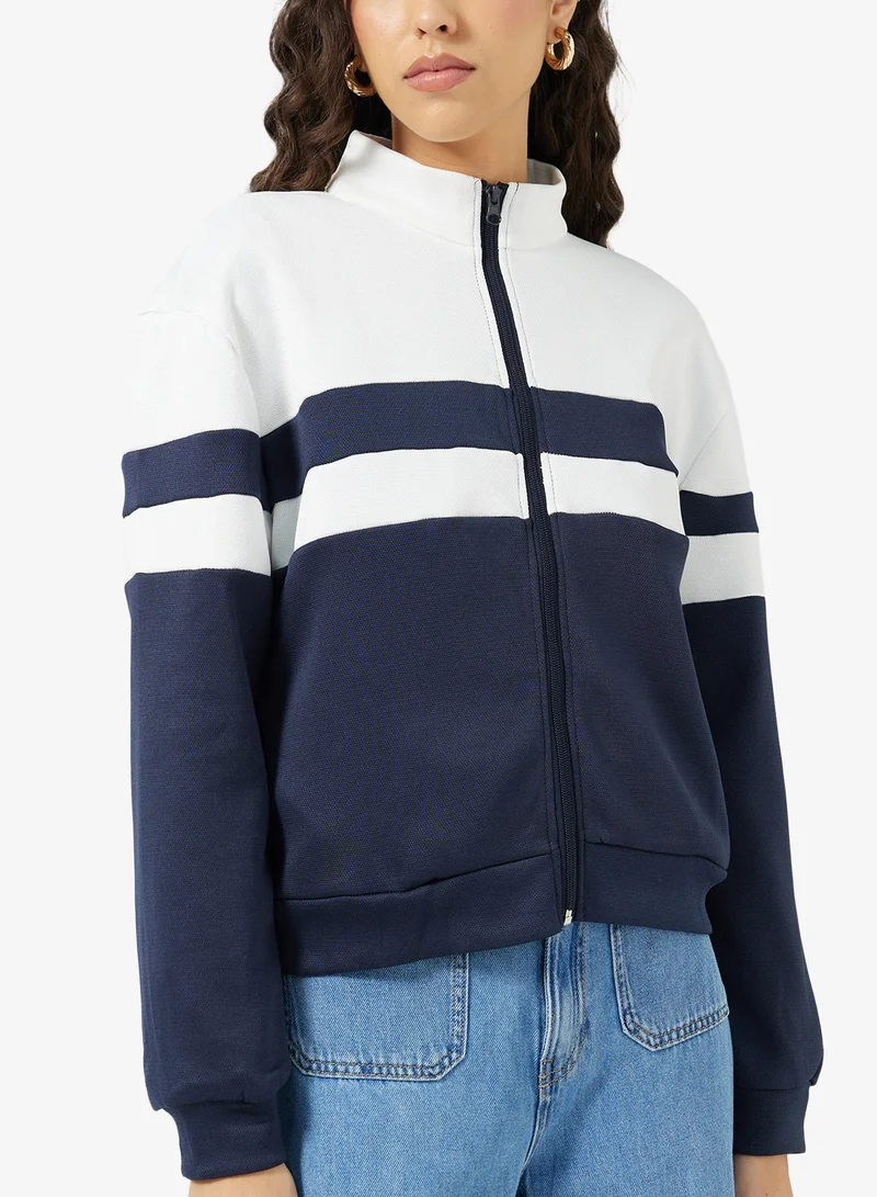 Ginger Color Block Zip Thru Sweatshirt