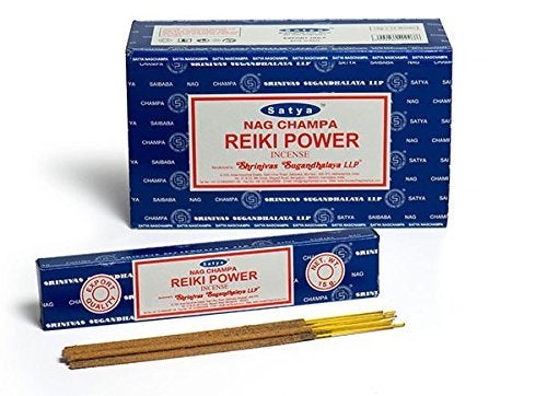 Satya Sai Baba Nag Champa Reiki Power Incense Sticks Agarbatti 180 Grams Box 12 Packs of 15 Grams Each in a Box Export Quality