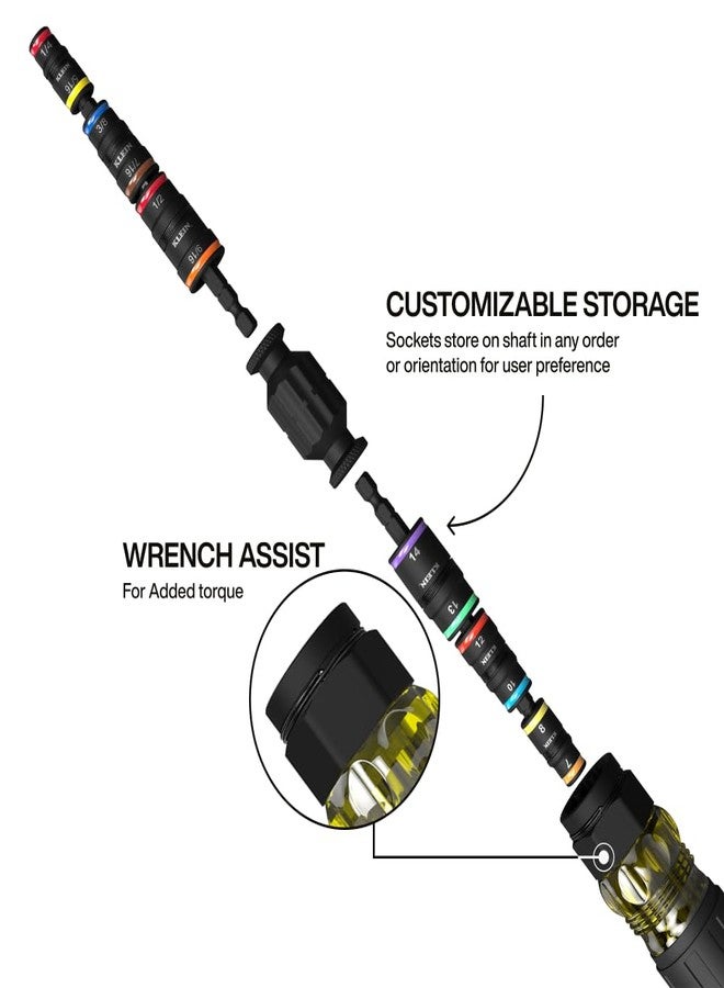 Klein Tools 32914HD 14-in-1 Impact Rated Flip Socket Set, SAE and Metric Sizes, Magnetic Socket Set with 12 Hex Drivers and Bit Holder, Cushion-Grip Handle - Image 4
