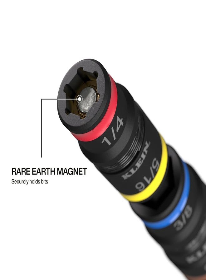 Klein Tools 32914HD 14-in-1 Impact Rated Flip Socket Set, SAE and Metric Sizes, Magnetic Socket Set with 12 Hex Drivers and Bit Holder, Cushion-Grip Handle - Image 5