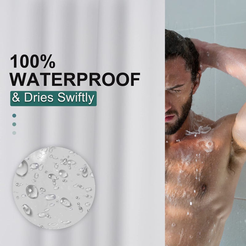 AmazerBath Plastic Shower Curtain  72 x 65 Inches PEVA Heavy Duty White Shower Curtain  Waterproof Heavy Weight Thick Bathroom Curtain with 3 Big Clear Weighted Stones and 12 Rustproof Grommet Holes - Image 4
