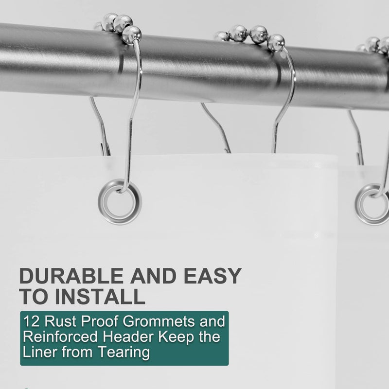 AmazerBath Plastic Shower Curtain  72 x 65 Inches PEVA Heavy Duty White Shower Curtain  Waterproof Heavy Weight Thick Bathroom Curtain with 3 Big Clear Weighted Stones and 12 Rustproof Grommet Holes - Image 5