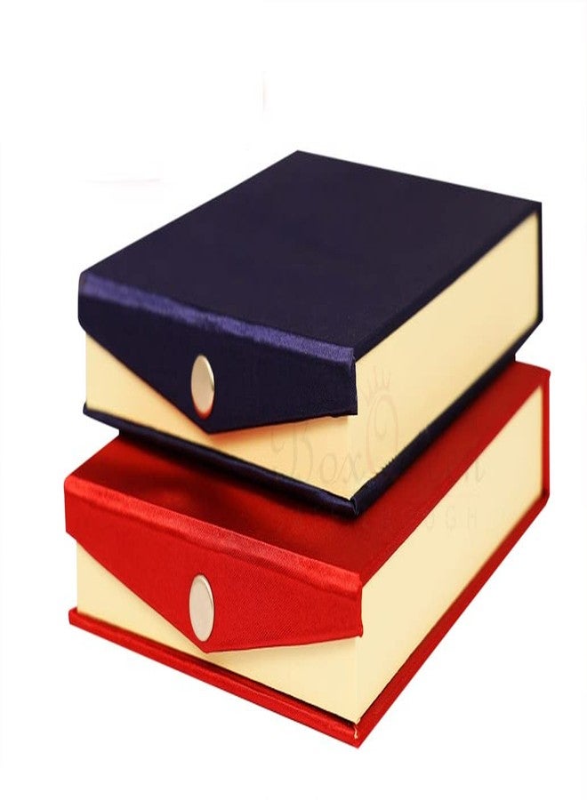 Box Queen Queen Satin Jewellery Jewel Box for Necklaces & Earrings - Storage Box Organizer Gift Box for Women and Girls (Size-7×6) (PACK OF 2 BOX (RED & BLUE)) - Image 1