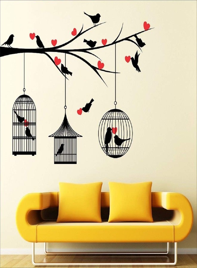 Walltech Combo Pack of Wall Stickers Love Birds with Hearts (Covering Area 125 x 85 cms) with Folk Band (Set of -5) Switch Board Sticker - Image 2