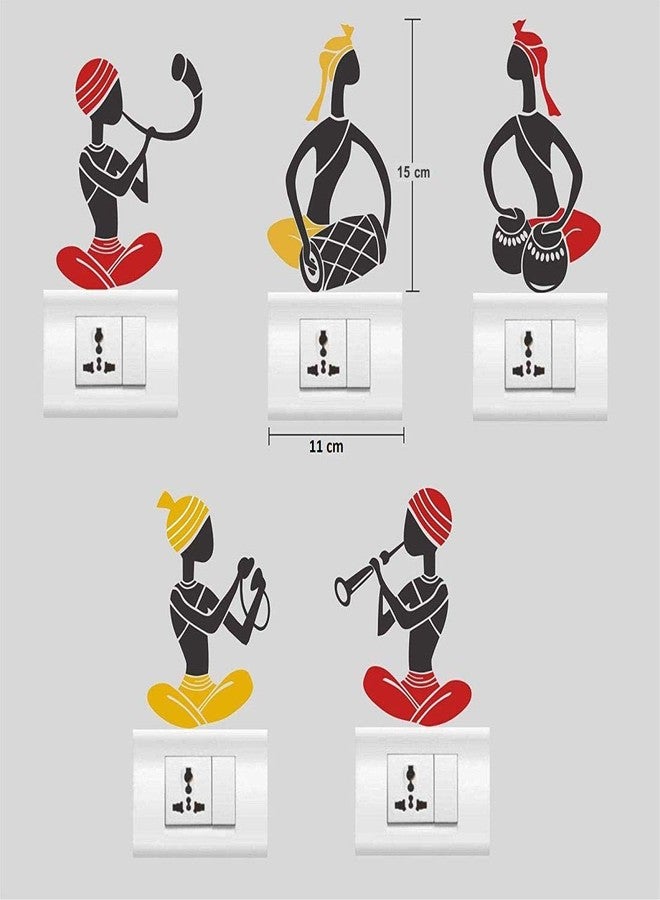 Walltech Combo Pack of Wall Stickers Love Birds with Hearts (Covering Area 125 x 85 cms) with Folk Band (Set of -5) Switch Board Sticker - Image 3