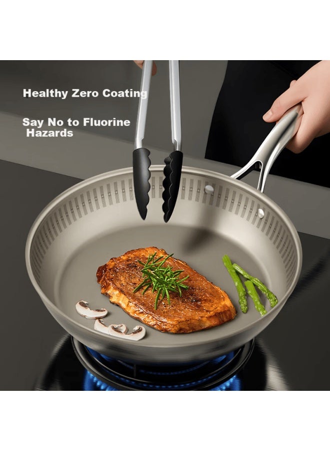 Jd Jingzao Titanium Pure Titanium Flat Bottom Pan [million Micro-pores Non-stick] Frying Pan Stir-fry No Coating Gas And Induction Cooker 28cm - Image 3