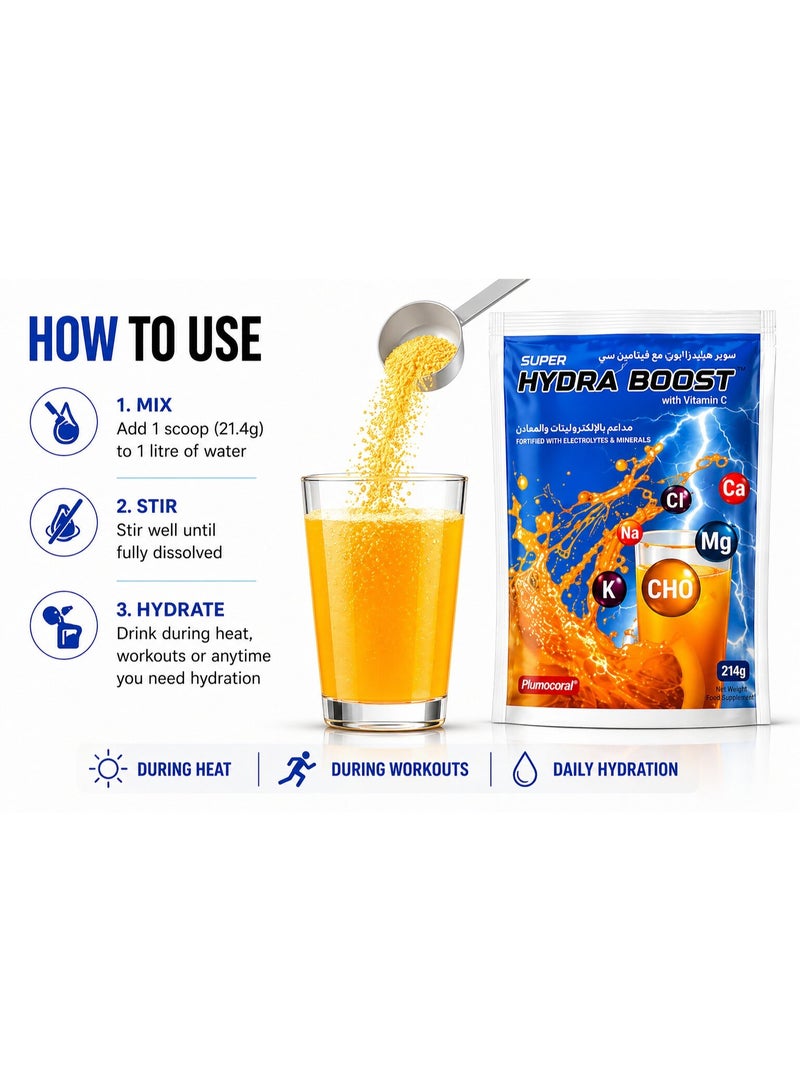 Safety Plus World Hydra Boost Electrolyte Drink – Orange Flavour (214 grams packet - Total 10 Litres) Rehydration with Sodium, Potassium, Magnesium, Calcium, Chloride & Carbs – Perfect for Sports & Recovery - Image 4