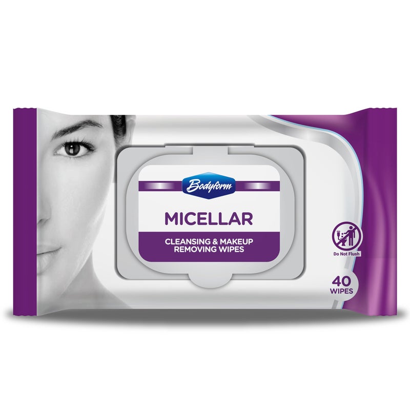 Bodyform Hydrating Micellar Cleansing Makeup Removing Wipes 40 Counts Pack Of 1 Gentle Facial Cleansing with Micelle Technology - Image 2
