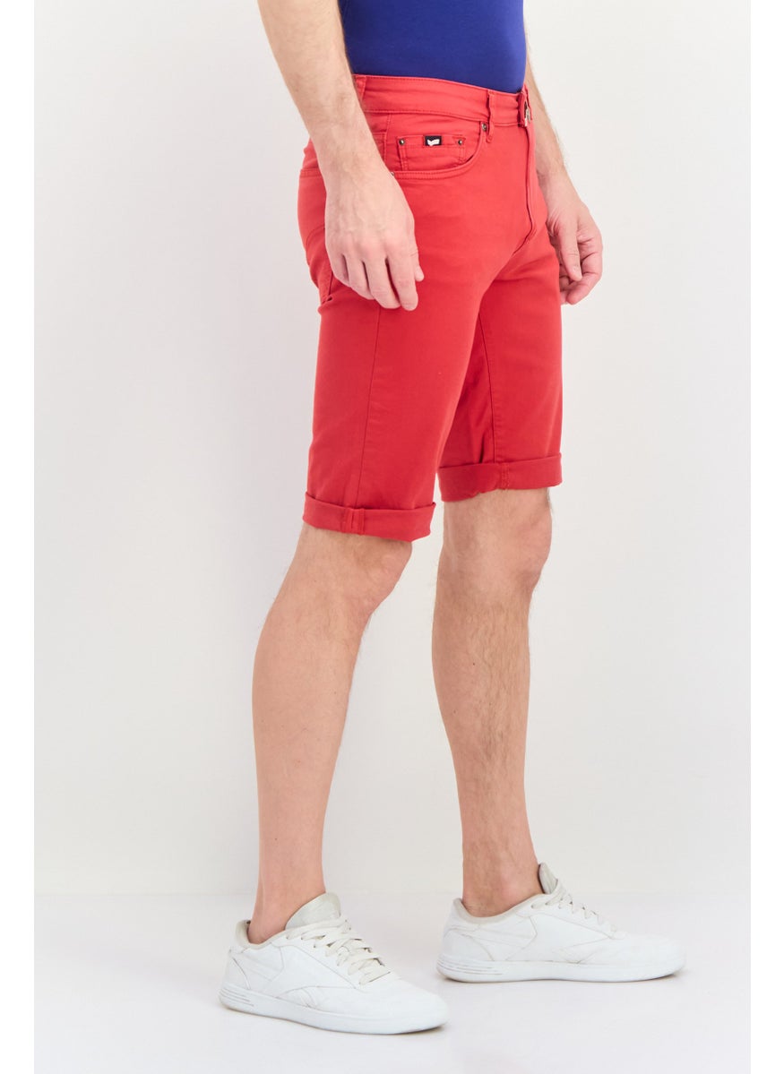 GAS Men Brand Logo Denim Short, Red  - Image 3