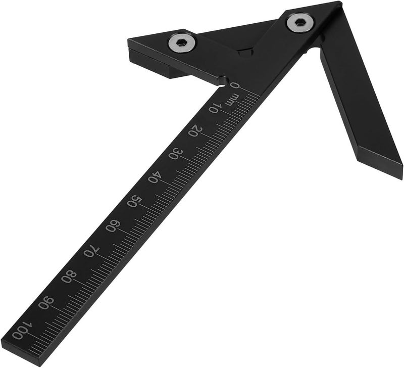 Centering Tool Marking Gauge Aluminum Alloy Wood Scribe Tool for Woodworking 45° Angle Line Drawing Black - Image 1