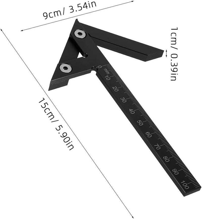 Centering Tool Marking Gauge Aluminum Alloy Wood Scribe Tool for Woodworking 45° Angle Line Drawing Black - Image 2