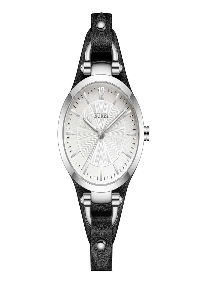 BUREI Women Watches Simple Leather Strap Watch Luxury Quartz Watches Small Thin Ladies Watch Bracelet Band Wristwatch Relogio Feminino (Black) - Image 2