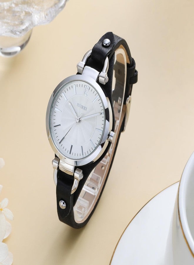 BUREI Women Watches Simple Leather Strap Watch Luxury Quartz Watches Small Thin Ladies Watch Bracelet Band Wristwatch Relogio Feminino (Black) - Image 3