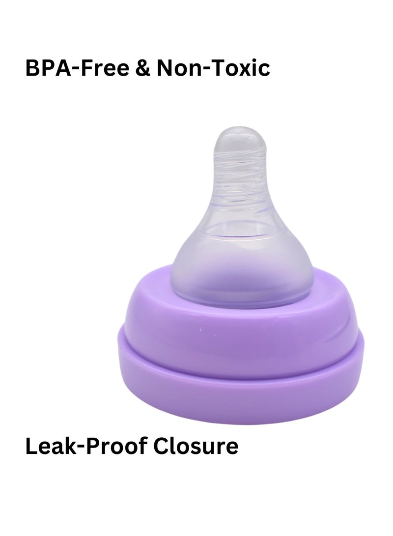 Twisoo Twisoo Glass Milk Bottle for Babies 3-in-1 - BPA-Free Feeding Bottle with Protective Silicone Case, Premium Glass, 220ml Thermos with 6-8 Hours Heat Retention (Purple) - Image 3