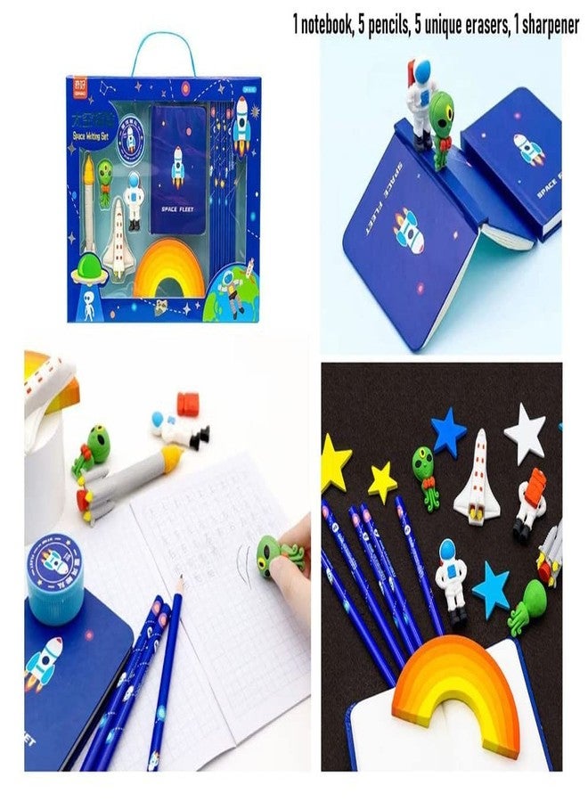 DHARNIX Stationery Writing Set for Kids | Diary, Pencils, Sharpener & Unique Erasers | Birthday Party Return Gift Set for Girls & Kids | Age 4-11 Years - Image 3
