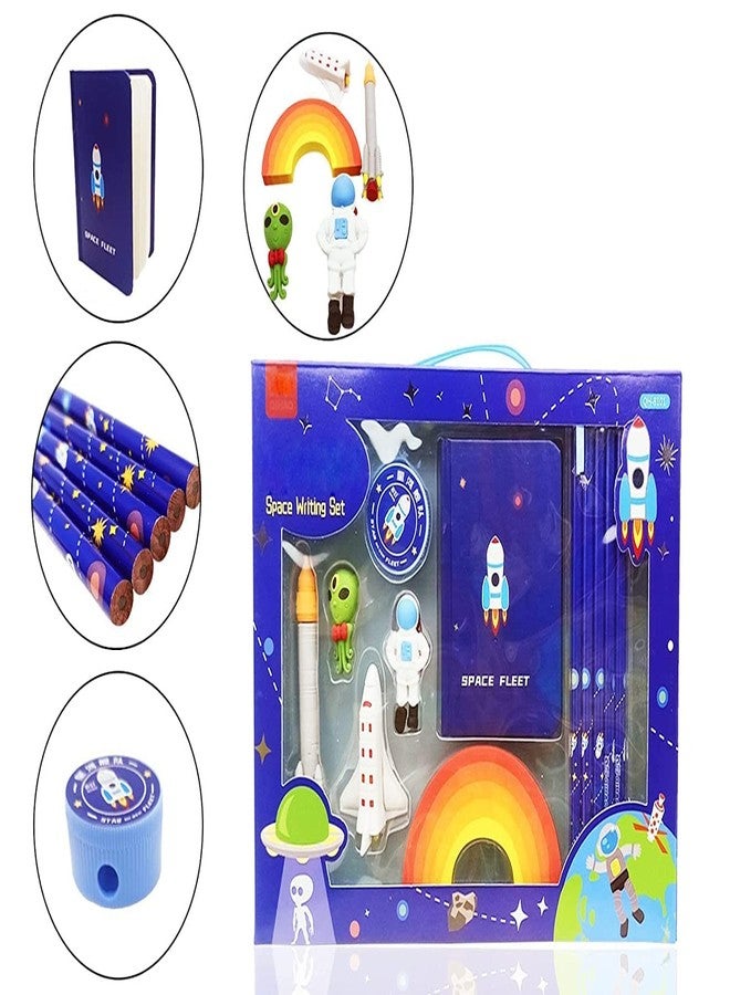 DHARNIX Stationery Writing Set for Kids | Diary, Pencils, Sharpener & Unique Erasers | Birthday Party Return Gift Set for Girls & Kids | Age 4-11 Years - Image 2