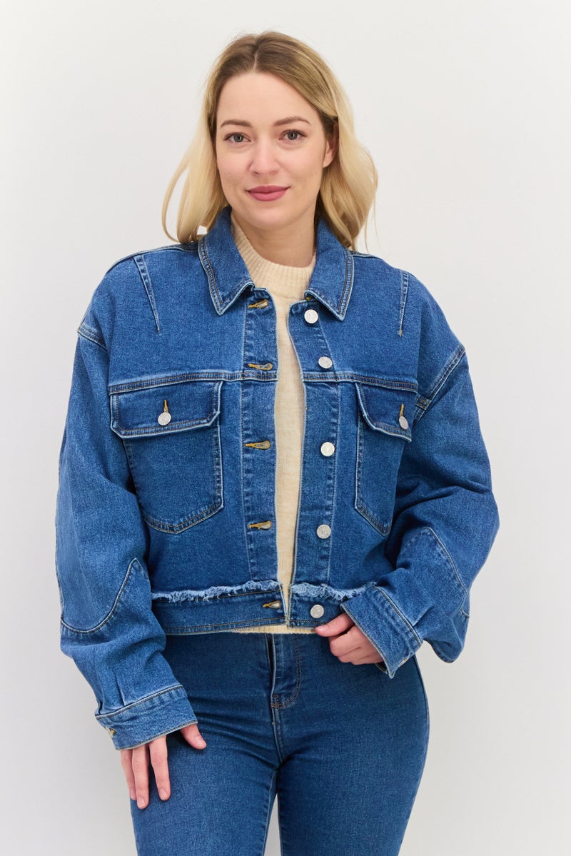 ESPRIT جاكيت جينز مغسول للنساء، أزرق - Image 1