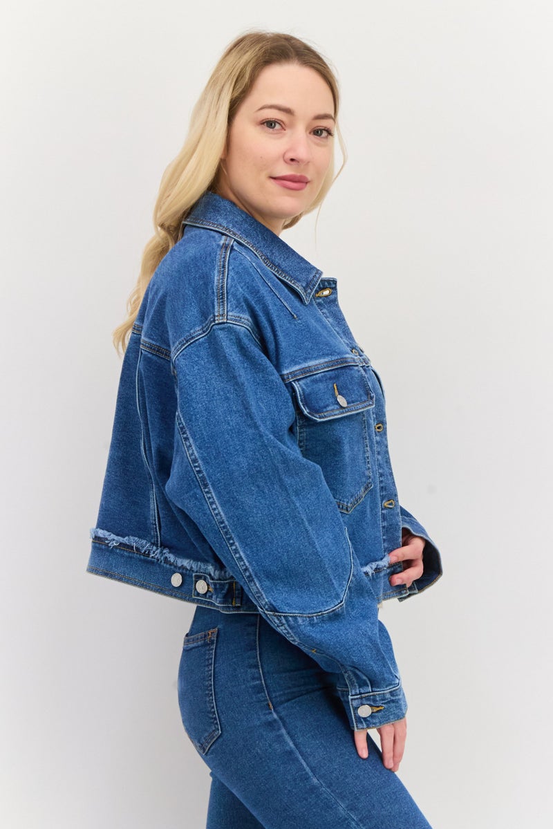 ESPRIT جاكيت جينز مغسول للنساء، أزرق - Image 3