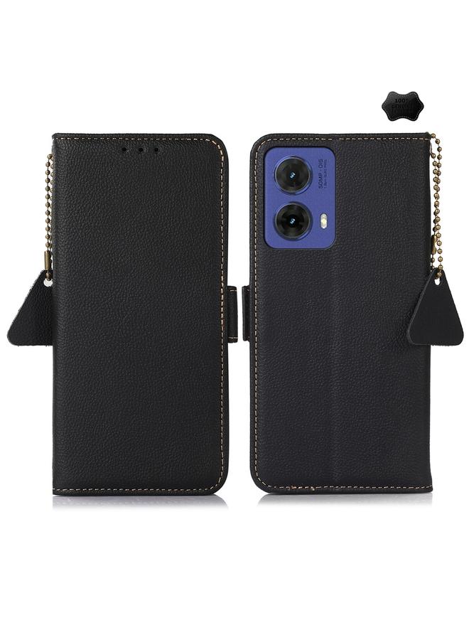 S-TOP Case For Motorola Moto G85 Side-Magnetic TJ Genuine Leather RFID Phone Case - Image 1