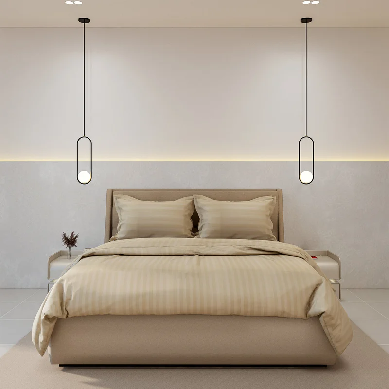 يسكن Luxurious 300 Thread Count Bamboo  Sateen Wide Stripe Duvet Cover Set - 3 Piece Collection