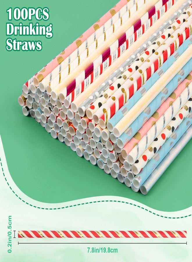 Ahier Straw Holder for Counter with 100 Colored Straws, AHIER Acrylic Transparent Straw Dispenser with Rotatable Base Container for Kitchen Counter Decor - Image 3