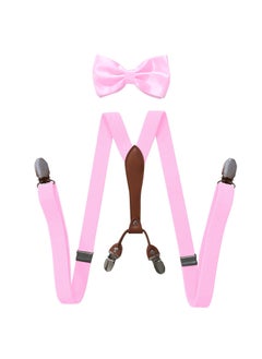 Generic Fashionable Trendy Unisex Elastic Adjustable Suspenders Anti-slip Universal Bib Pants For Adults Kids Loose Fitting Pink 
