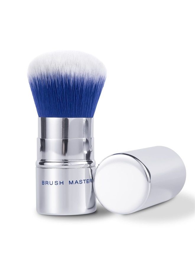 Brush Master Retractable Kabuki Makeup Brush Travel Powder Brush for Foundation, Blush, Bronzer, Concealer, Portable Brush w/Cover - Image 1