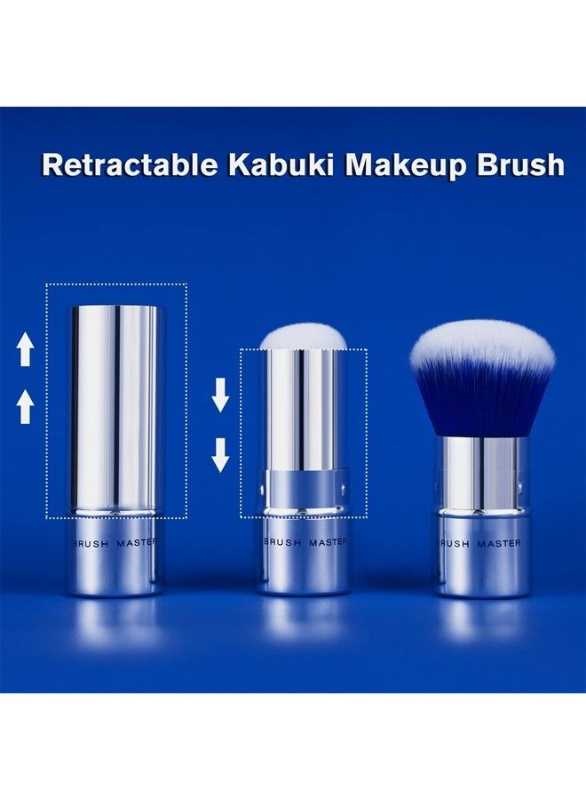 Brush Master Retractable Kabuki Makeup Brush Travel Powder Brush for Foundation, Blush, Bronzer, Concealer, Portable Brush w/Cover - Image 2