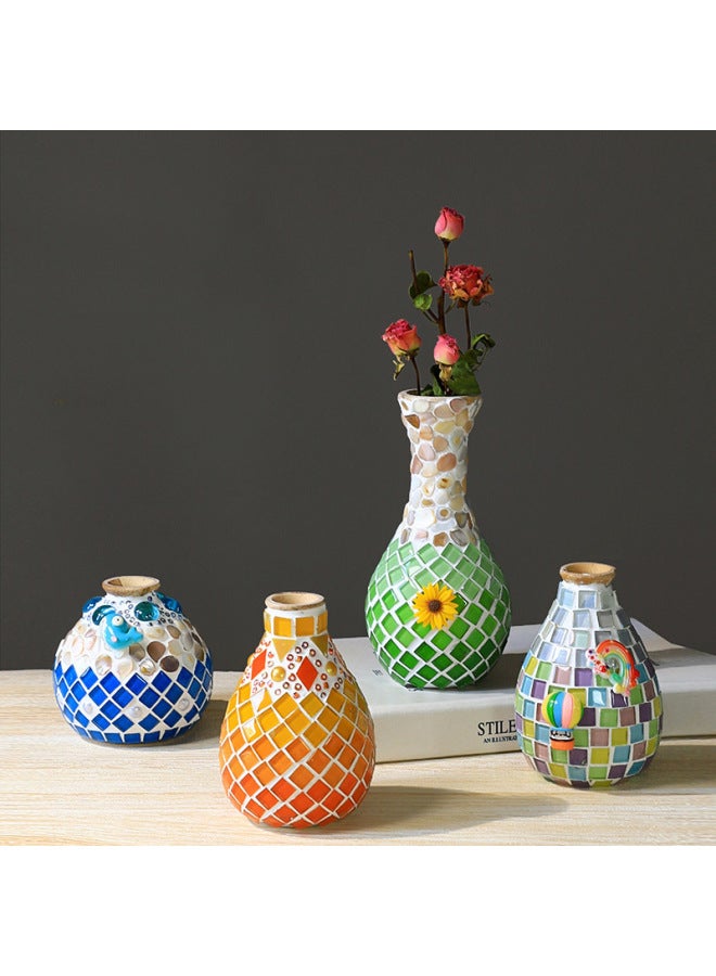 Beauenty Mosaic Vase Decoration Creative Material Bag Children's Handmade Artwork Teacher's Day Handmade Diy-Colour:Small Shell Small Mouth Bottle  - Image 2
