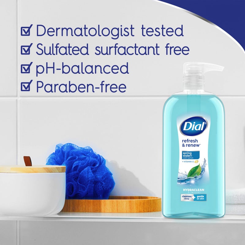 Dial Body Wash, Refresh & Renew Spring Water, 23 Fl Oz (Pack of 3), Hydraclean Complex & Vitamin E, Gentle, Leaves Skin Feeling Nourished, Dermatologist-Tested, No Parabens & Sulfates - Image 2