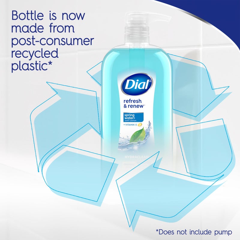 Dial Body Wash, Refresh & Renew Spring Water, 23 Fl Oz (Pack of 3), Hydraclean Complex & Vitamin E, Gentle, Leaves Skin Feeling Nourished, Dermatologist-Tested, No Parabens & Sulfates - Image 3