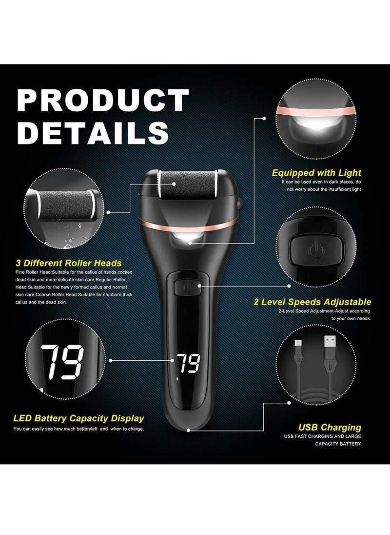 Prime by javaudan Electric Callus Remover for Feet with Rechargeable Waterproof 22 in 1 Professional Pedicure Kit Foot Care Tools Wet & Dry Foot File For Dead Skin&Cracked Heel or Rough Hand With 3 Roller Heads 2 Speed  - Image 5