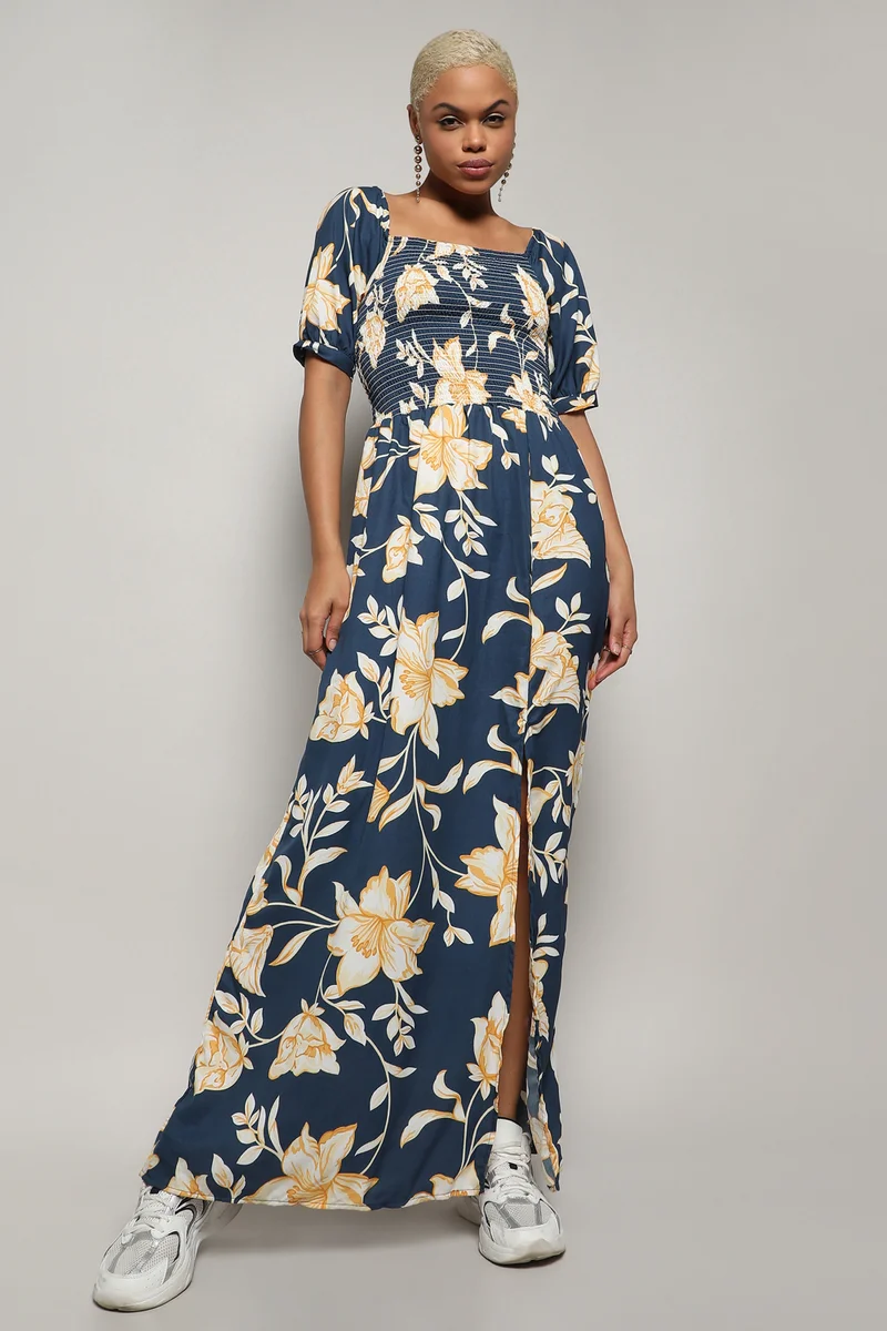Campus Sutra Floral Slit Maxi Dress