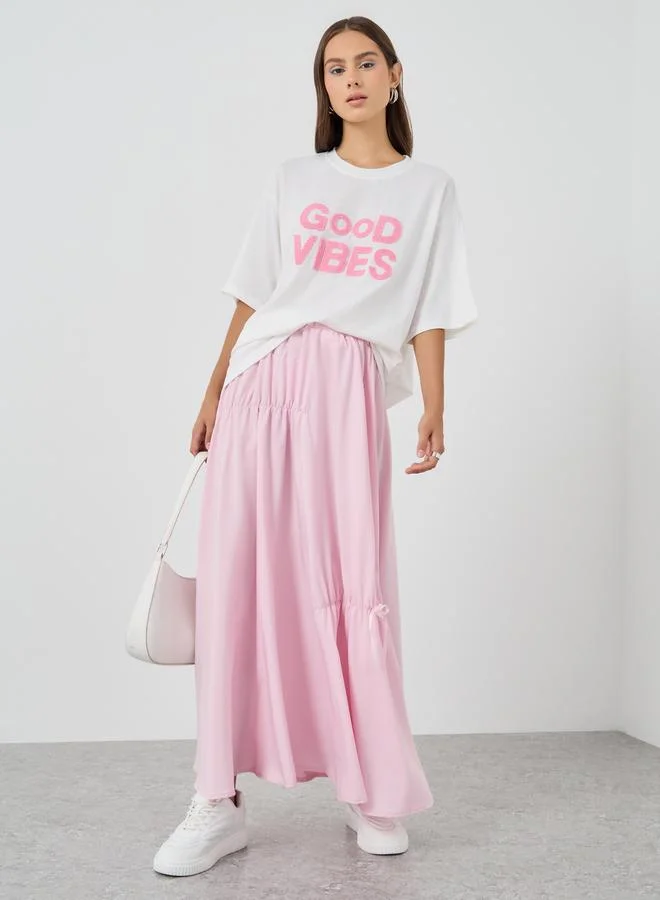 تايك تو Take Two Front Ruched Detail Elasticated Waistband Maxi Skirt