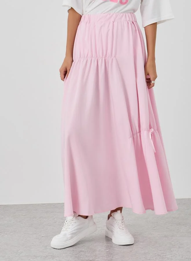تايك تو Take Two Front Ruched Detail Elasticated Waistband Maxi Skirt