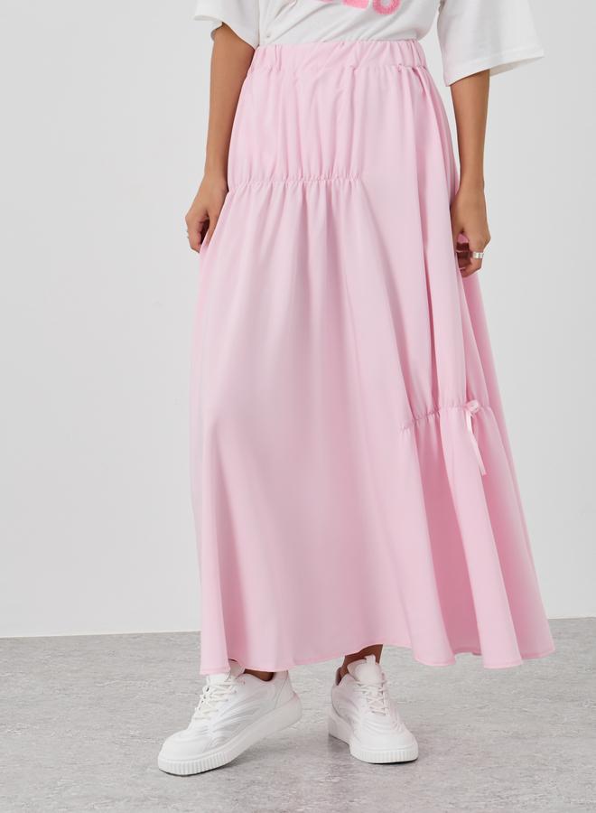 تايك تو تنورة ماكسي بخصر مطاطي وتفاصيل ثنيات أمامية - Image 2