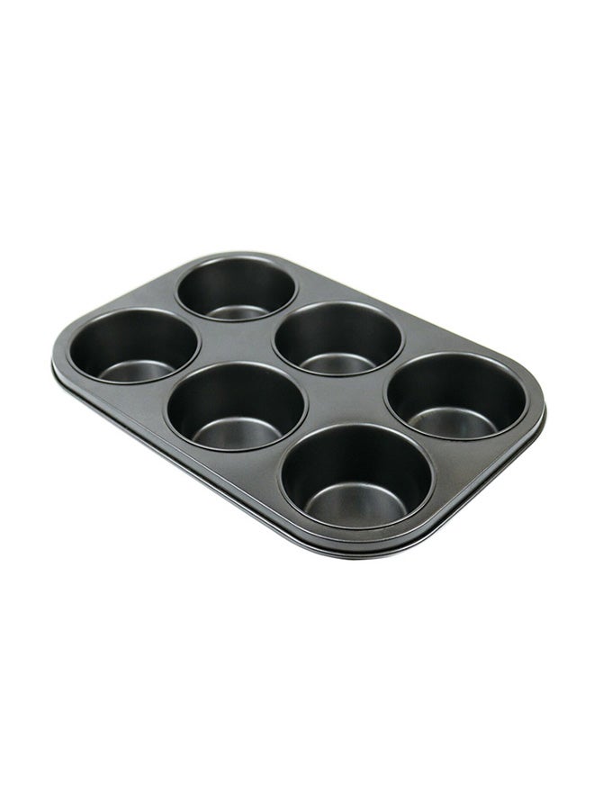 Loquat 6 Grid Muffin Cake Mould Black 27X19centimeter - Image 1