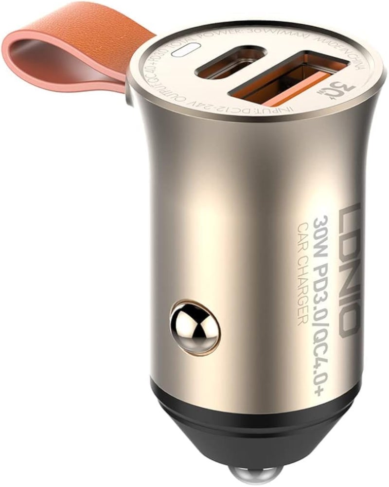 شاحن سيارة Ldnio C509Q مع كابل من النوع C إلى Lightning، USB